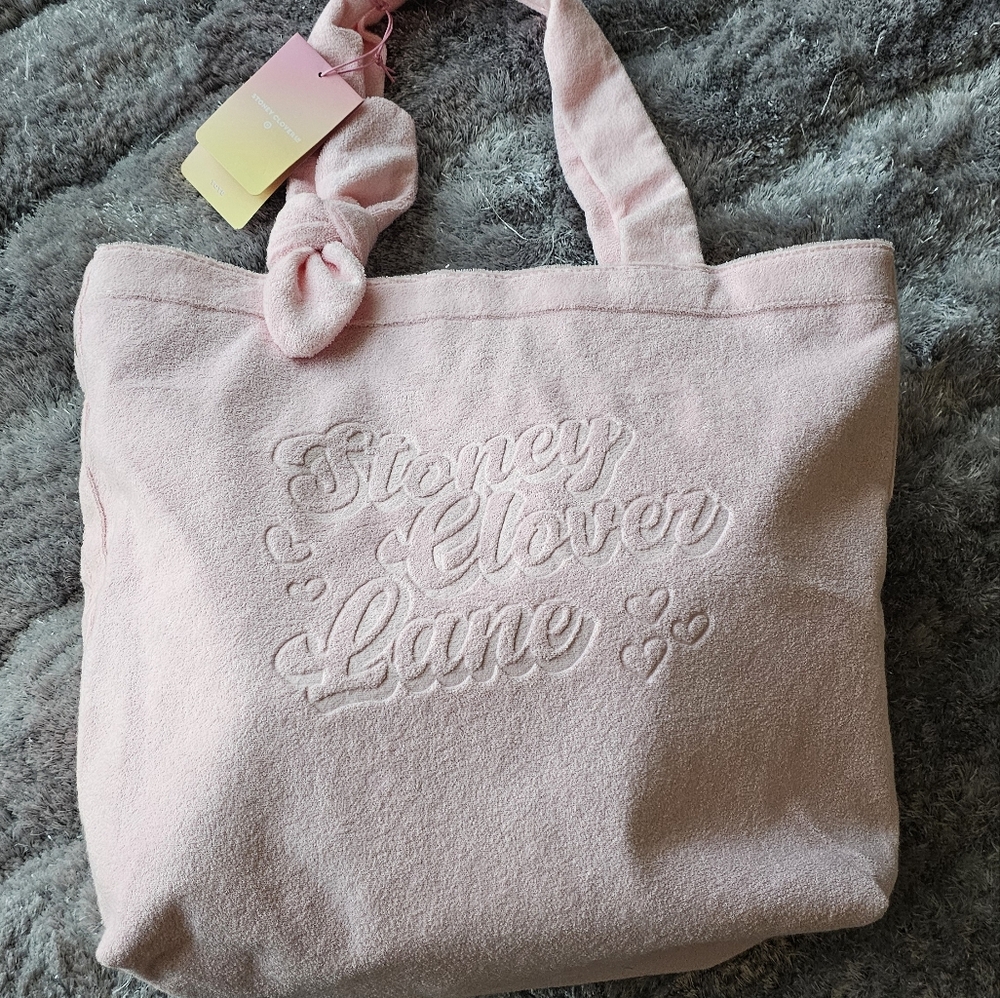 Stony Clover Lane  Pink Terry Cloth Tote
